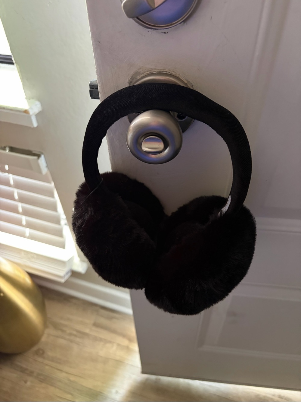Plush Black Faux-Fur Over-Ear Headphones Earmuffs